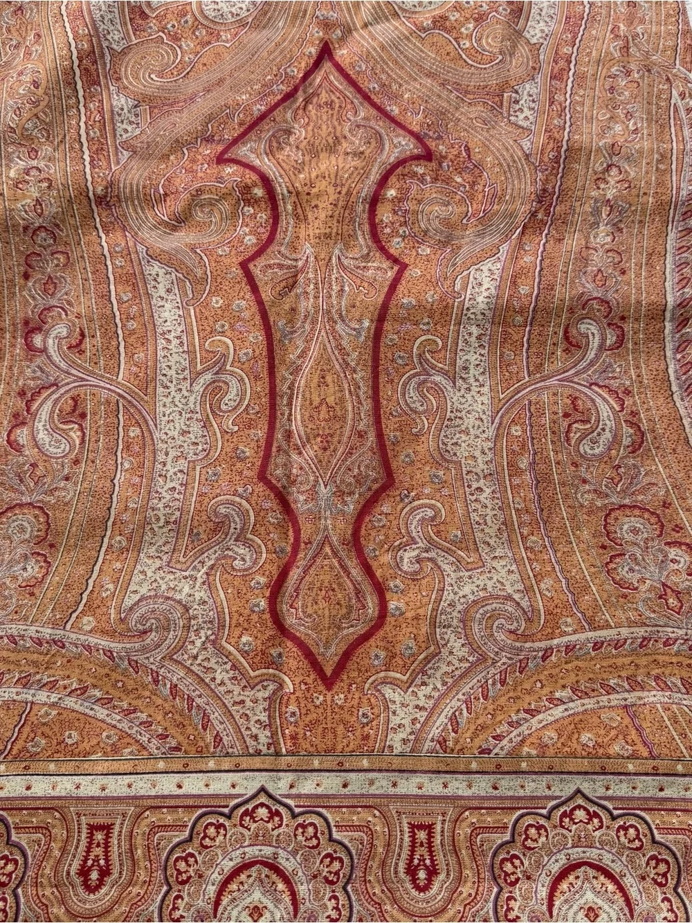 Pottery Barn Paisley Table Runner 22x90 Cotton Linen Red Black